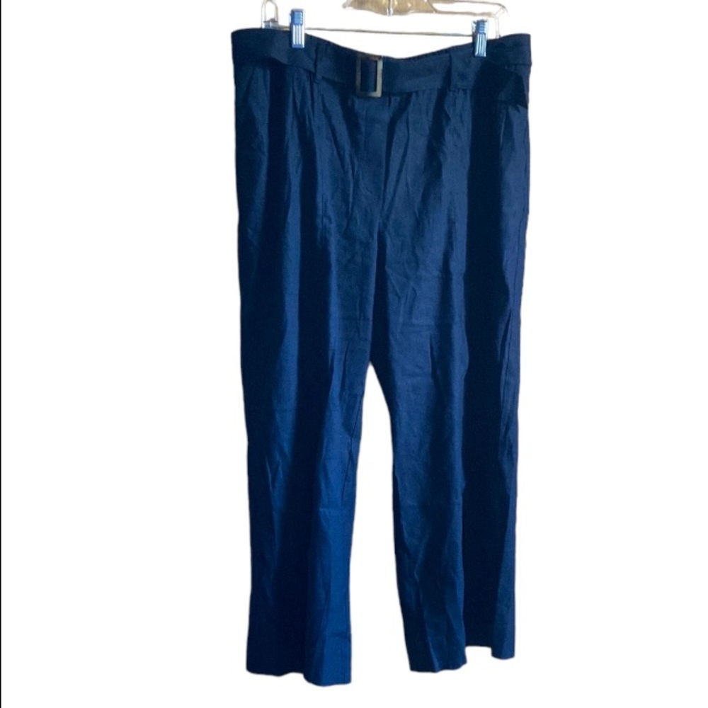 J.Jill Blue Linen Stretch Pants Cropped Sz L